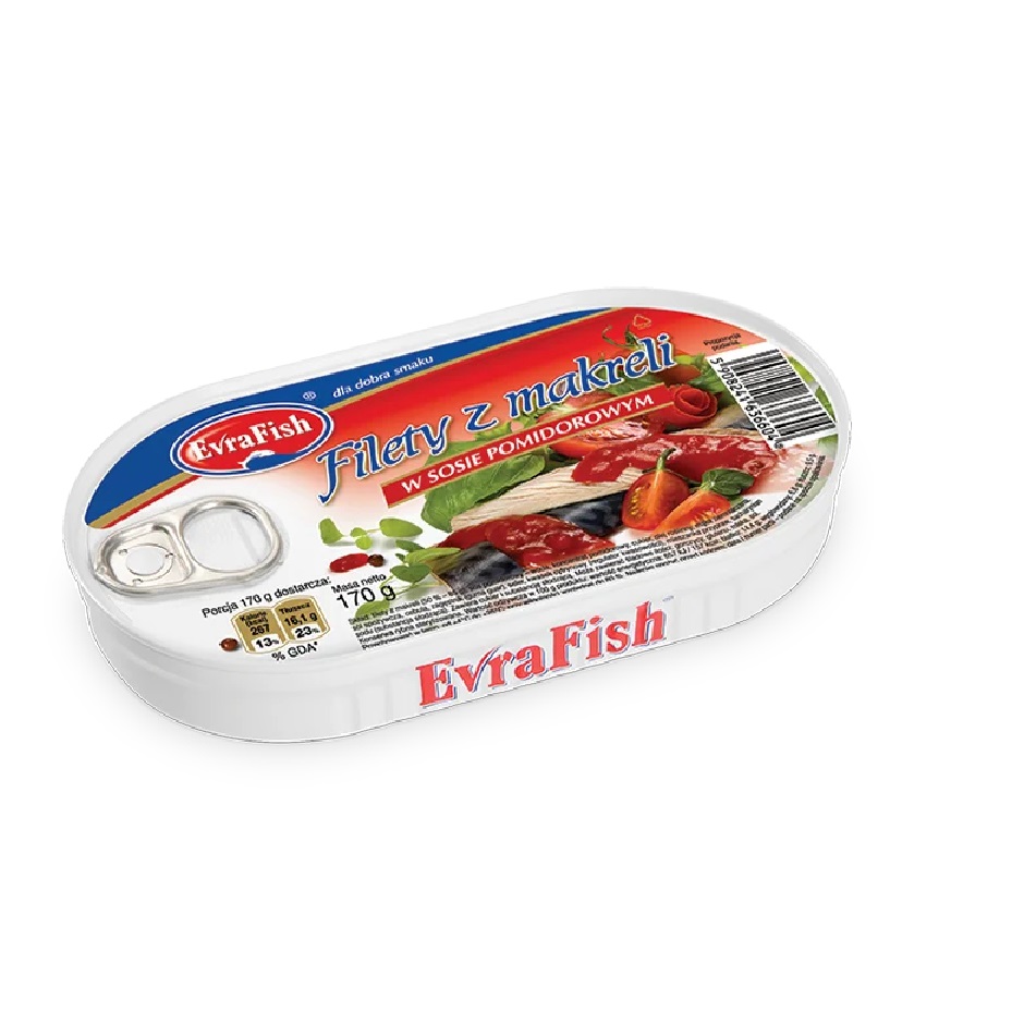 EvraFish filety z makreli w sosie pomidorowym 170g - PSS Społem Zamość